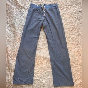 FIGS Women’s Heather Indigo Livingston Basic Scrub Pants; Size L Tall